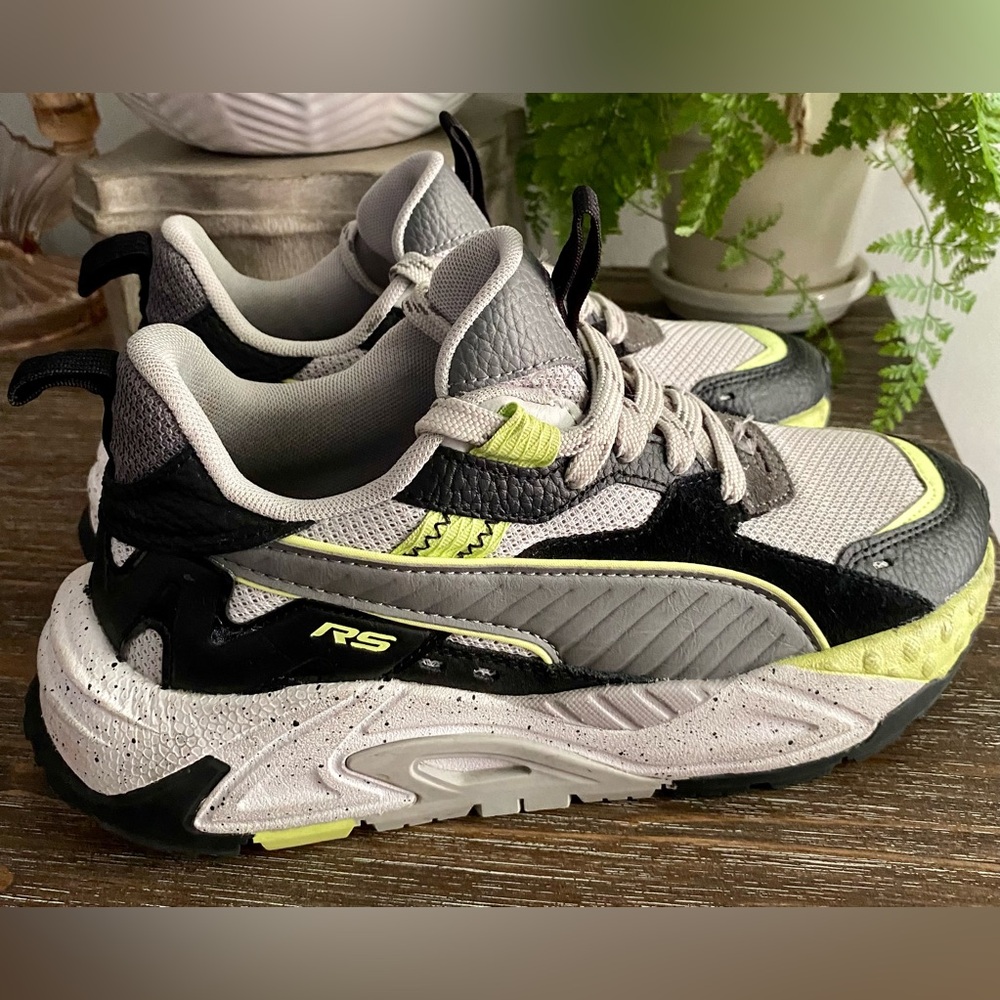 Puma RS-TRCK GS Boys‎ 5.5 Womens 7 Speckle Castlerock Sneakers Athletic Shoes